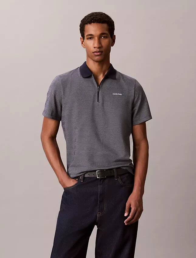 Herringbone Zip Polo Shirt Herringbone Zip Polo Shirt