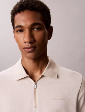Herringbone Zip Polo Shirt