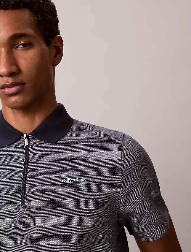 Herringbone Zip Polo Shirt Herringbone Zip Polo Shirt