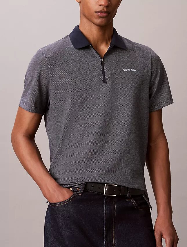 Herringbone Zip Polo Shirt Herringbone Zip Polo Shirt