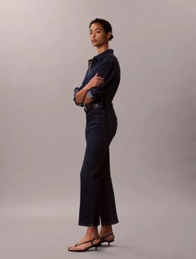 High Rise Cropped Flared Jeans