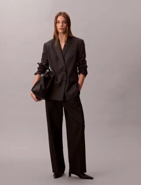 Houndstooth Wool Blend Relaxed Blazer
