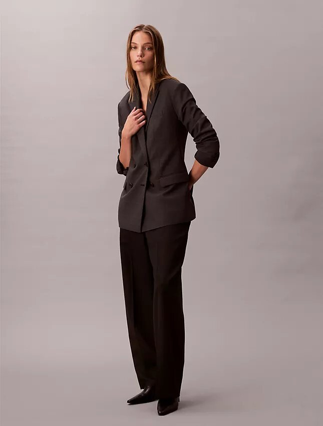 Houndstooth Wool Blend Relaxed Blazer Houndstooth Wool Blend Relaxed Blazer