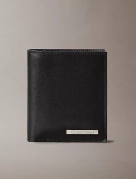 Leather Logo Plaque Slim Bifold Wallet