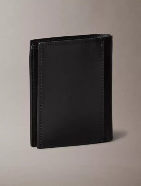 Leather Logo Plaque Slim Bifold Wallet