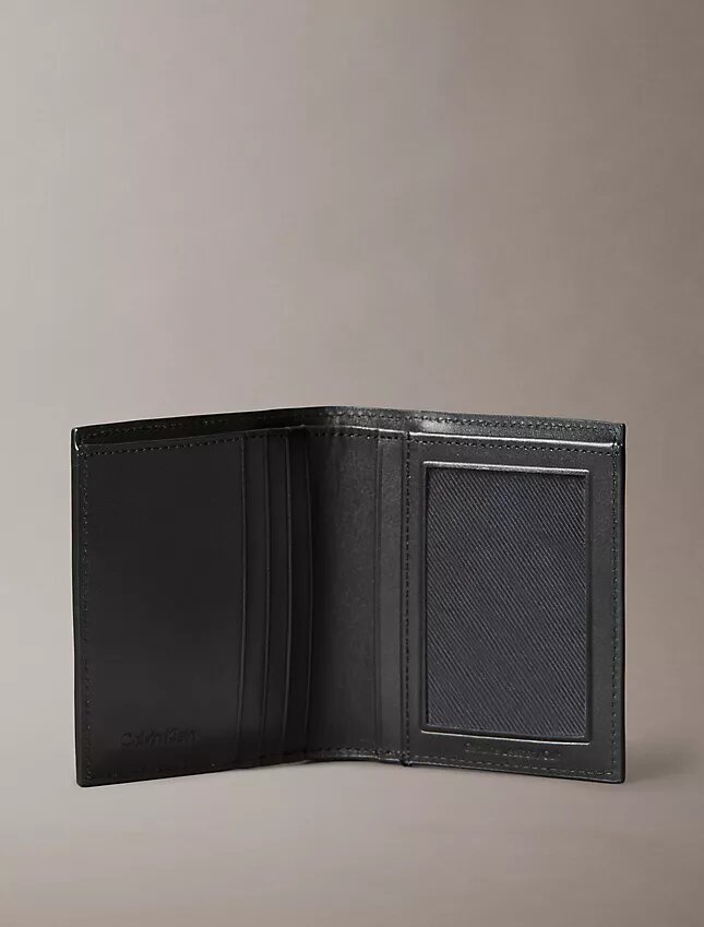 Leather Logo Plaque Slim Bifold Wallet Leather Logo Plaque Slim Bifold Wallet