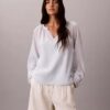 Light Cotton Blend Popover Top