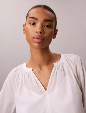 Light Cotton Blend Popover Top
