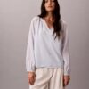 Light Cotton Blend Popover Top