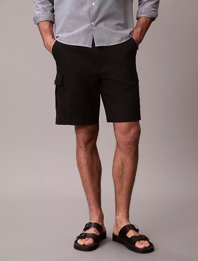 Linen Blend Cargo Shorts Linen Blend Cargo Shorts