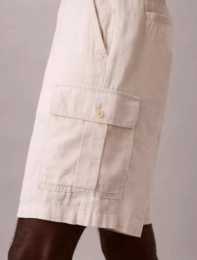 Linen Blend Cargo Shorts Linen Blend Cargo Shorts