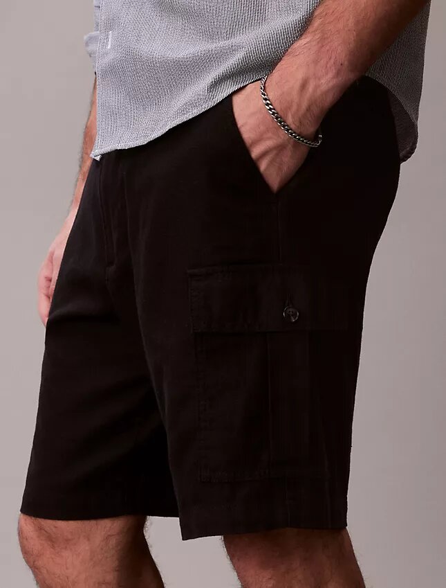 Linen Blend Cargo Shorts Linen Blend Cargo Shorts