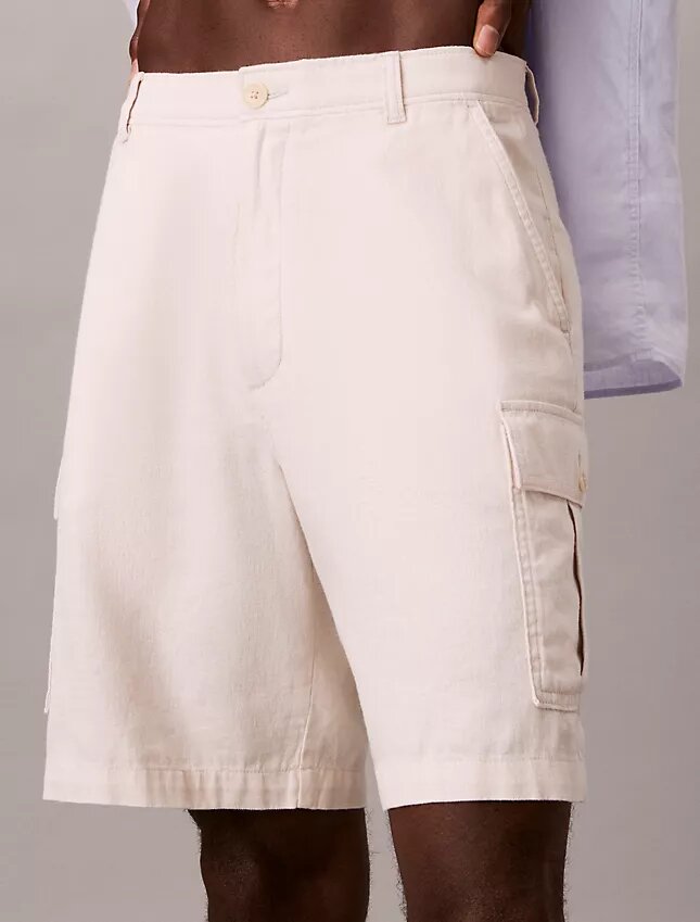 Linen Blend Cargo Shorts Linen Blend Cargo Shorts