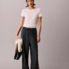 Linen Blend Drawstring Wide Leg Pants
