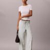 Linen Blend Drawstring Wide Leg Pants