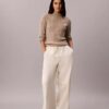 Linen Blend Drawstring Wide Leg Pants Linen Blend Drawstring Wide Leg Pants