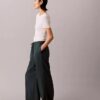 Linen Blend Drawstring Wide Leg Pants