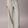 Linen Blend Drawstring Wide Leg Pants Linen Blend Drawstring Wide Leg Pants