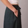 Linen Blend Drawstring Wide Leg Pants