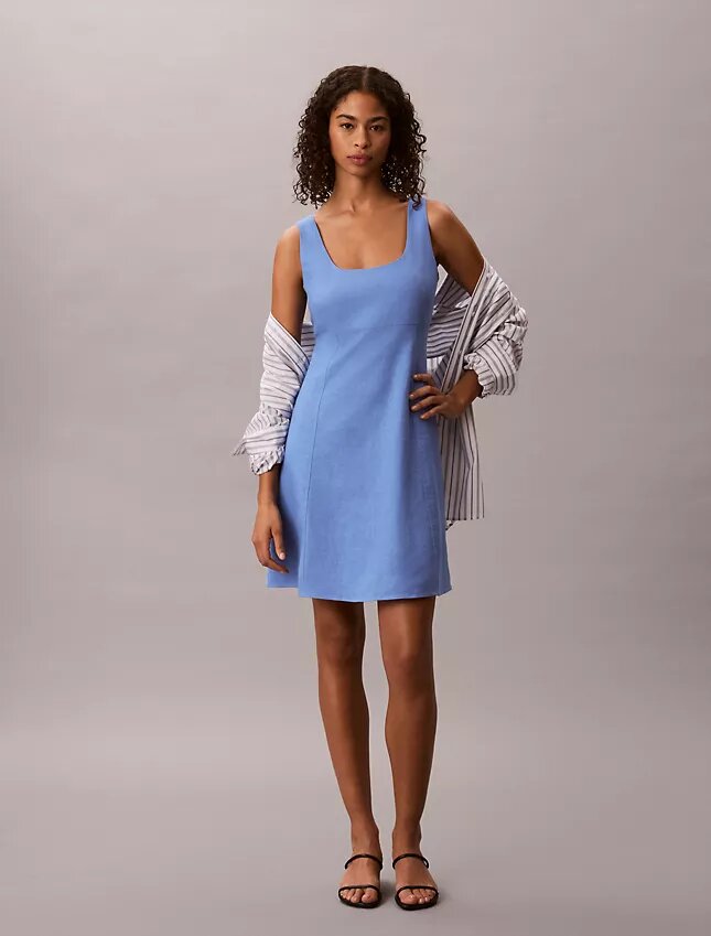 Linen Blend Mini Dress Linen Blend Mini Dress