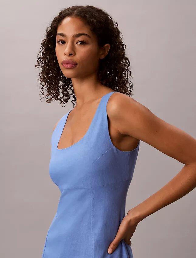 Linen Blend Mini Dress Linen Blend Mini Dress