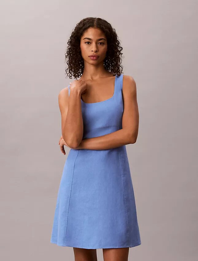 Linen Blend Mini Dress Linen Blend Mini Dress