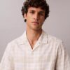 Linen Blend Plaid Relaxed Button-Down Shirt