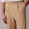 Linen Blend Pleated Pull-On Pants