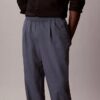 Linen Blend Pleated Pull-On Pants