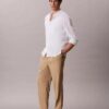 Linen Blend Pleated Pull-On Pants