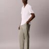 Linen Blend Pleated Pull-On Pants