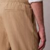 Linen Blend Pleated Pull-On Pants