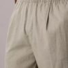Linen Blend Pleated Pull-On Pants