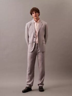 Linen Blend Pleated Trousers