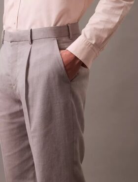 Linen Blend Pleated Trousers