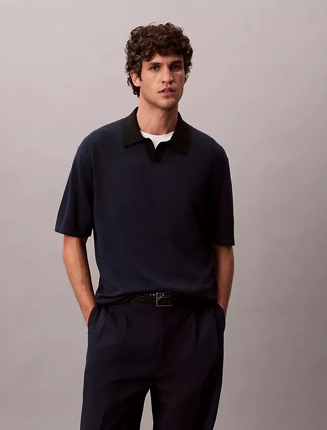 Linen Blend Polo Sweater Linen Blend Polo Sweater