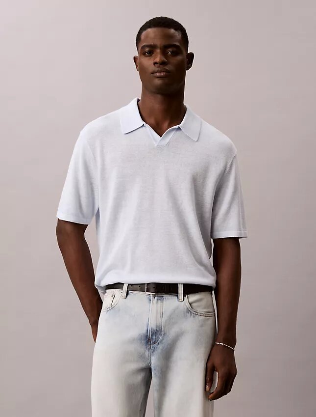Linen Blend Polo Sweater Linen Blend Polo Sweater