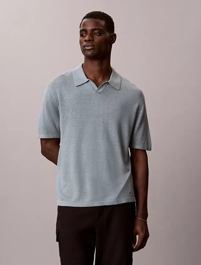 Linen Blend Polo Sweater Linen Blend Polo Sweater