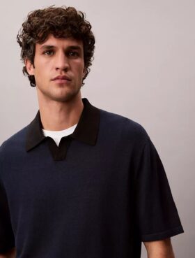 Linen Blend Polo Sweater