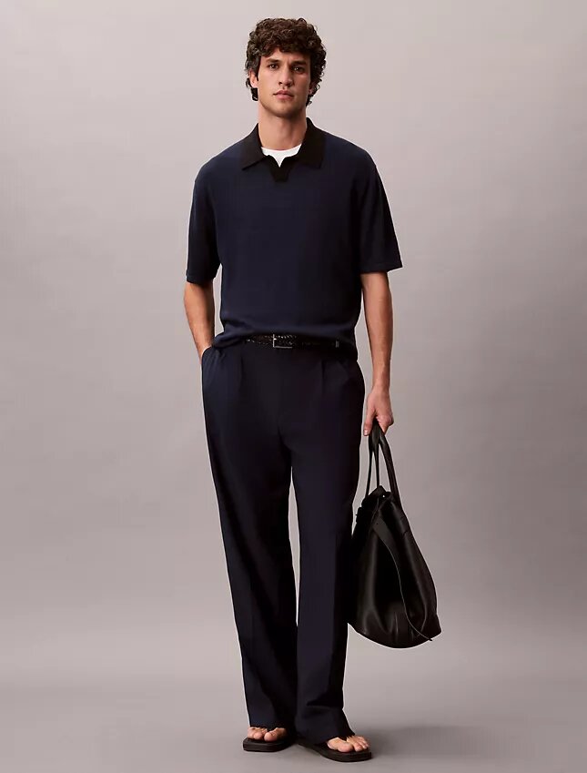 Linen Blend Polo Sweater Linen Blend Polo Sweater