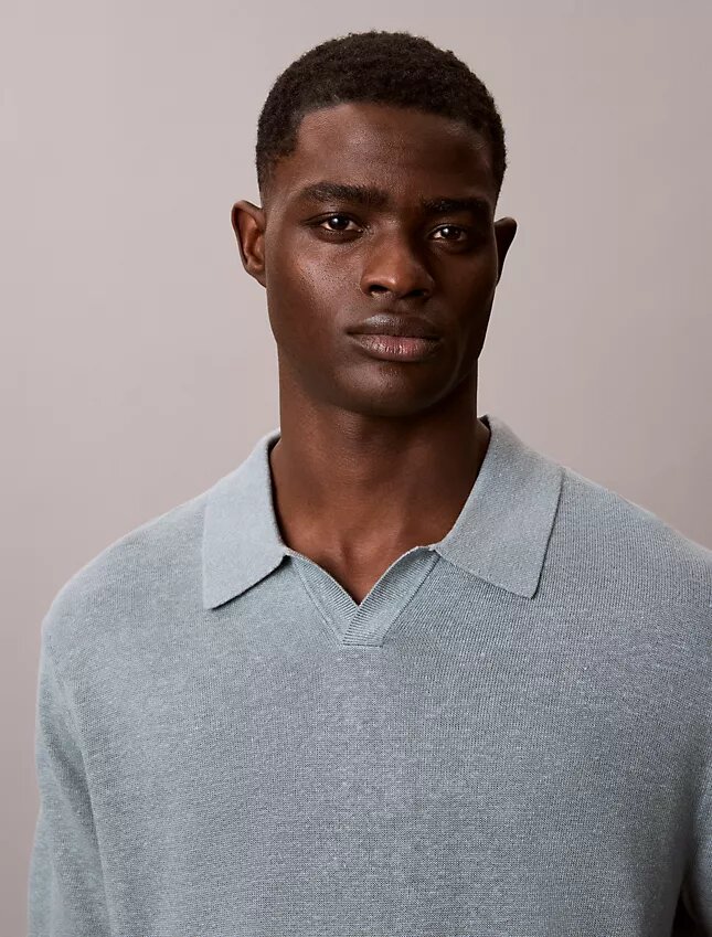 Linen Blend Polo Sweater Linen Blend Polo Sweater