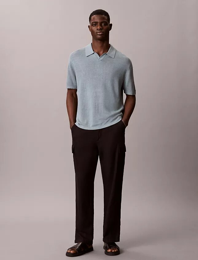 Linen Blend Polo Sweater Linen Blend Polo Sweater