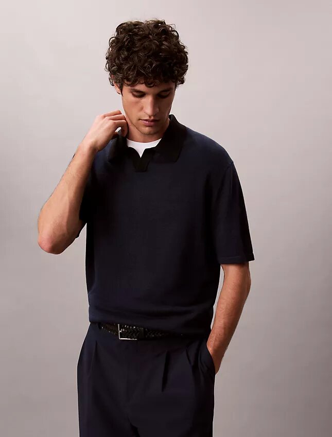 Linen Blend Polo Sweater Linen Blend Polo Sweater