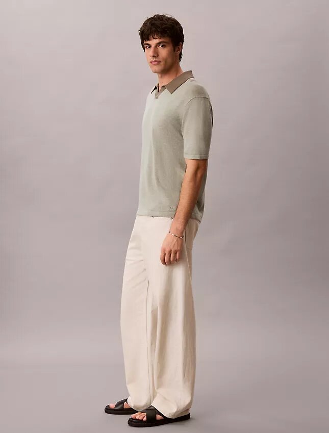 Linen Blend Polo Sweater Linen Blend Polo Sweater