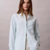 Linen Blend Relaxed Button-Down Shirt