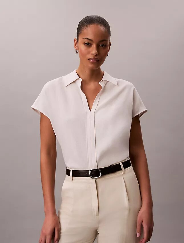 Linen Blend Short Sleeve Classic Shirt Linen Blend Short Sleeve Classic Shirt