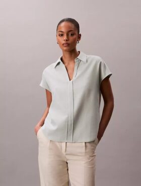 Linen Blend Short Sleeve Classic Shirt