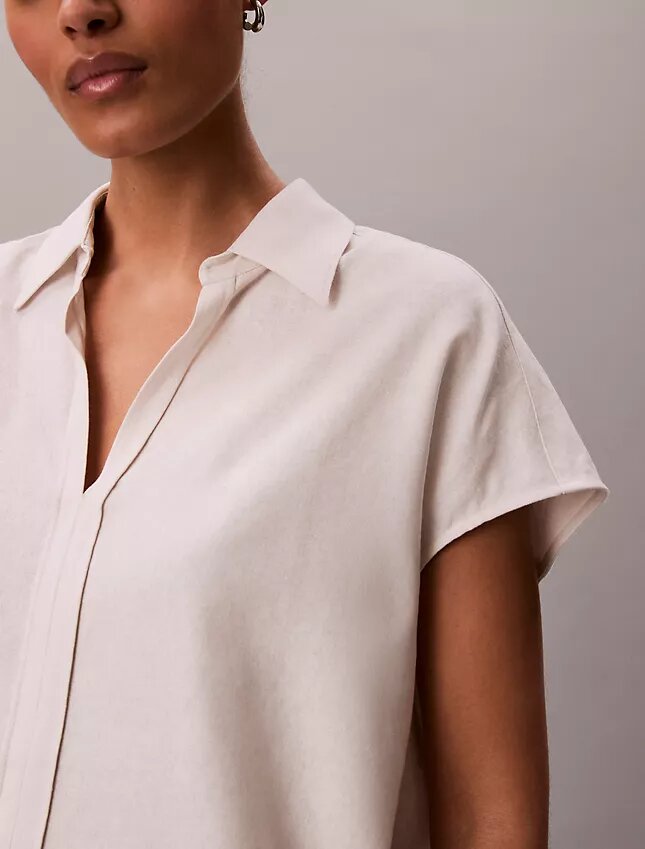 Linen Blend Short Sleeve Classic Shirt Linen Blend Short Sleeve Classic Shirt