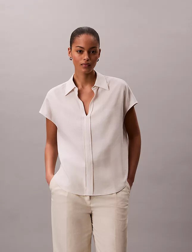 Linen Blend Short Sleeve Classic Shirt Linen Blend Short Sleeve Classic Shirt