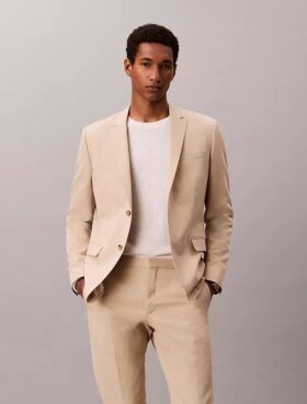 Linen Blend Slim Blazer